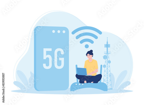 5g internet network concept flat illustration