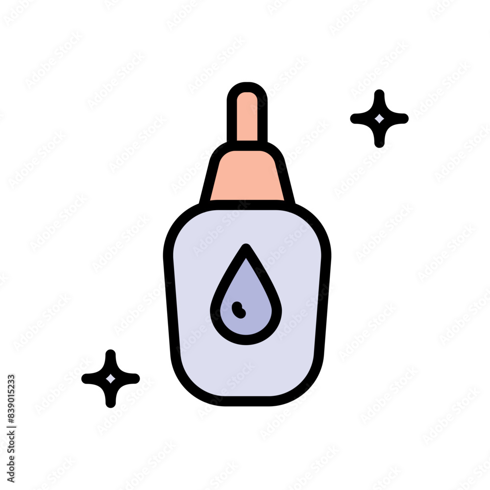 Under eye serum for dark circles and puffiness. Eye essence for fine lines and wrinkles. Moisturizer, lotion, essence, serum sign. Simple color icon. Vector isolated flat drawing. Under eye serum for dark circles and puffiness. Eye essence for fine lines and wrinkles. Moisturizer, lotion, essence, serum sign. Simple color icon. Vector isolated flat drawing.
