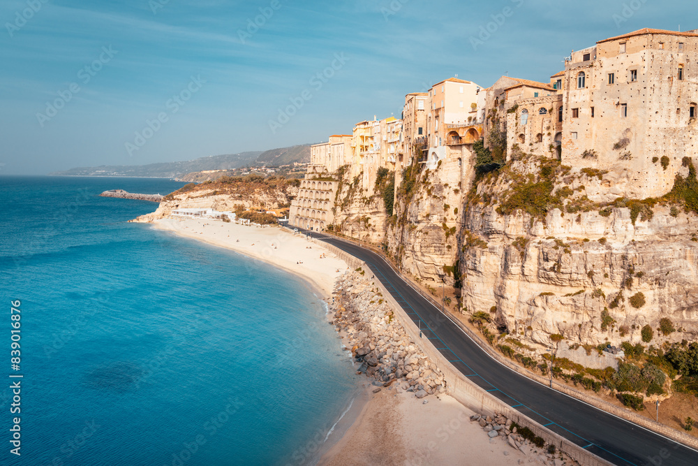 View over the famous amazing beach Spiaggia della Rotonda in Tropea, Calabria, Italy. View over the famous amazing beach Spiaggia della Rotonda in Tropea, Calabria, Italy.