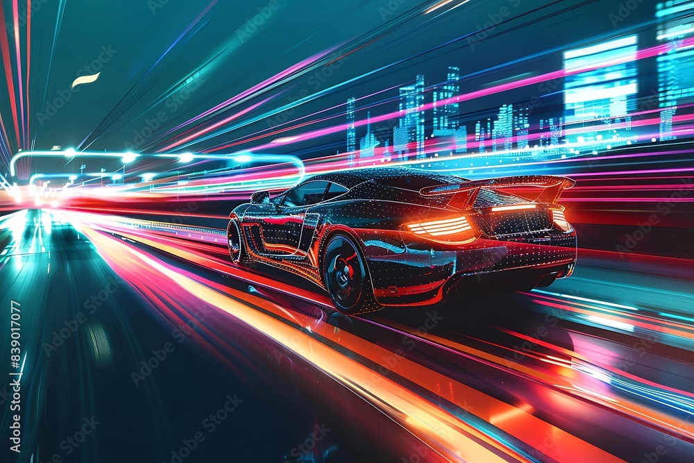 High-speed cars , Edge computing image background. High-speed cars , Edge computing image background.
