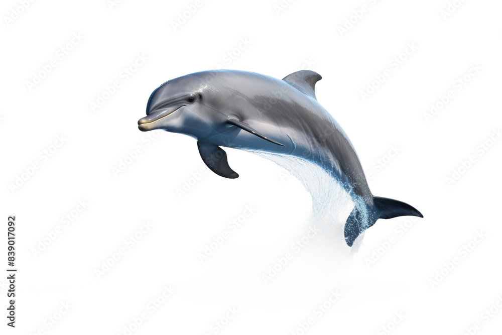 Fototapeta premium The Joyful Leaping Dance of the Dolphin on a White or Clear Surface PNG Transparent Background..