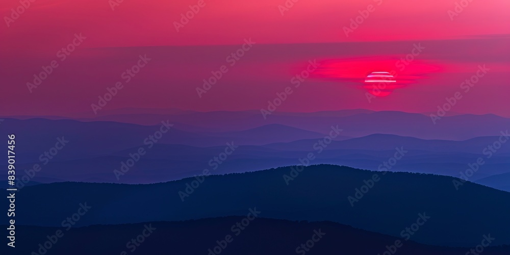 Close-up of a sunset viewed from mountain highlands, intense red and purple sky, crisp evening air. Close-up of a sunset viewed from mountain highlands, intense red and purple sky, crisp evening air.