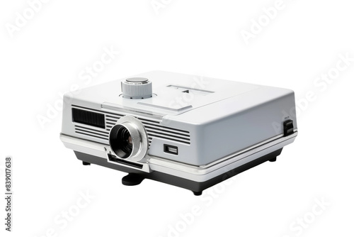 The Luminescent Portal: A White Projector Illuminating a Table on a White or Clear Surface PNG Transparent Background..