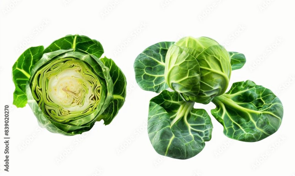 Fototapeta premium A realistic modern depiction of Brussels sprouts and cabbage.