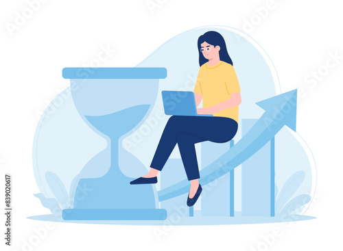 long-term investment with business growth chart concept  flat illustration