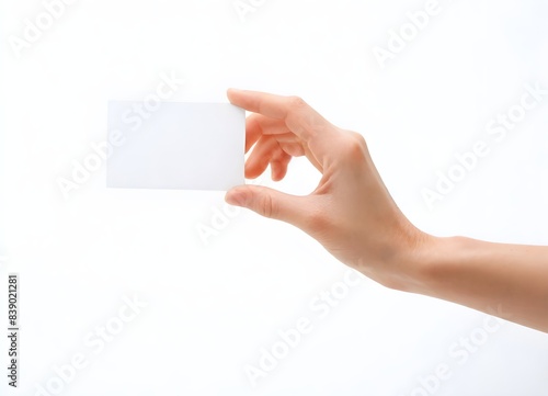 Hand and paper isolated on white background 