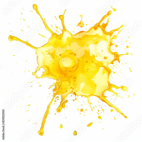 Gelbe Kleckse aus Wasserfarbe, Aquarell