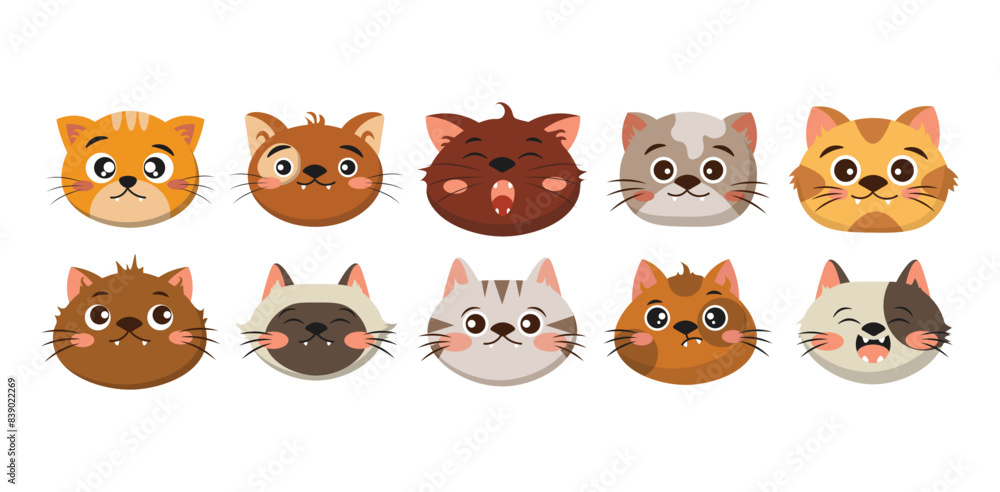 Obraz premium Cat Face Vector Set