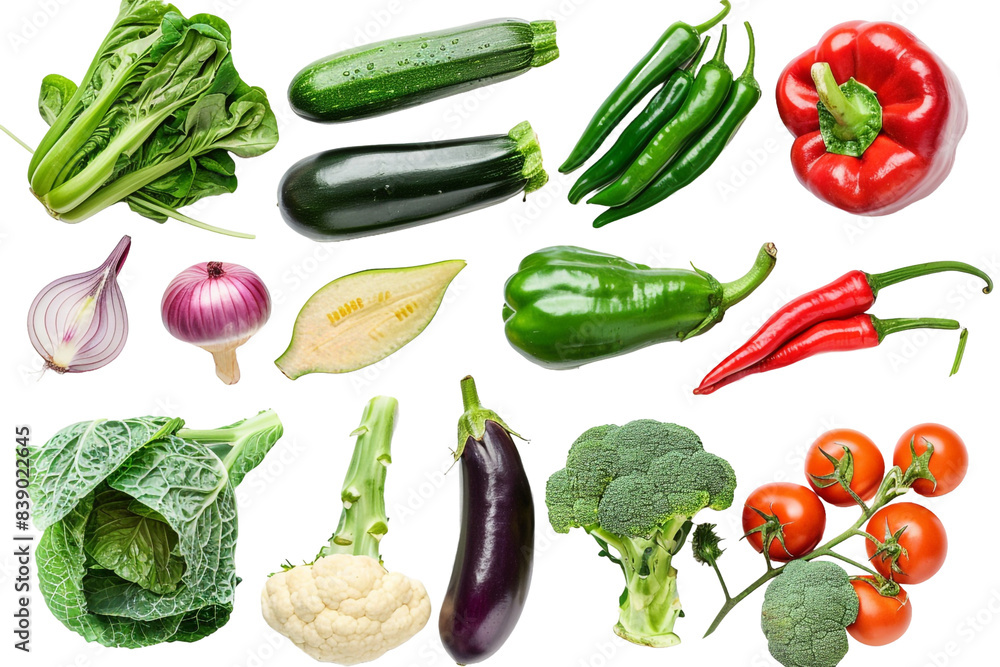 Collection of vegetables isolated on transparent background Collection of vegetables isolated on transparent background