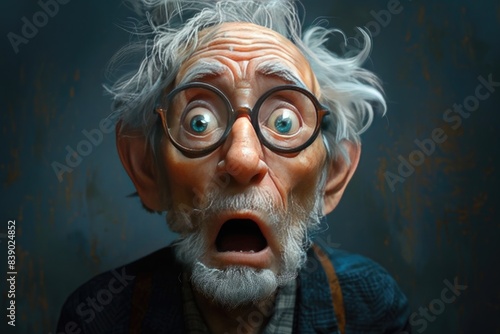cartoon of an older man with a surprised face