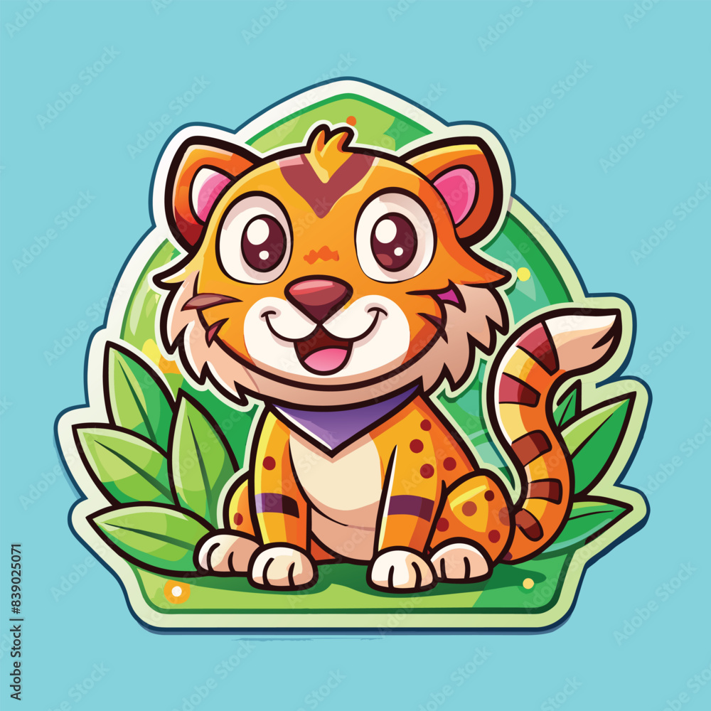Naklejka premium Colorful vector color splash illustration of a cute cat sticker