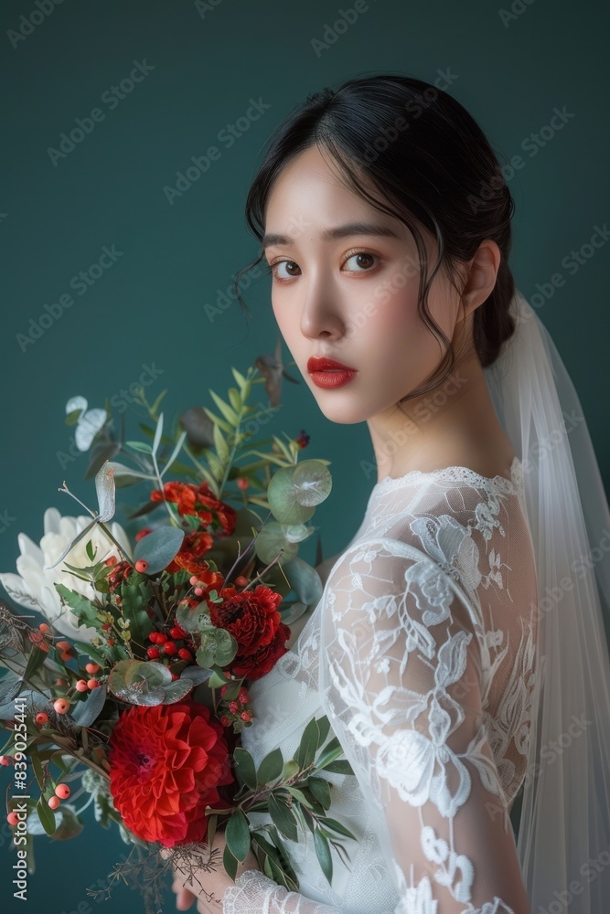 South East Asian women portrait wedding dress. South East Asian women portrait wedding dress.