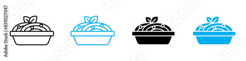Spaghetti pasta icon vector set collection for web 