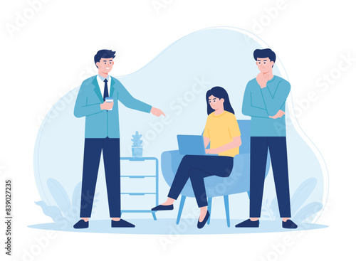 colleagues working together on project concept flat illustration