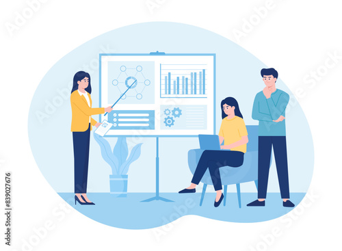 people analyzing growth chart concept flat illustration