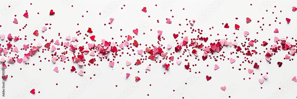 A clean white background with scattered tiny pink and red hearts in a minimalist pattern A clean white background with scattered tiny pink and red hearts in a minimalist pattern