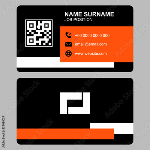 business card design black and orange color abstract design
