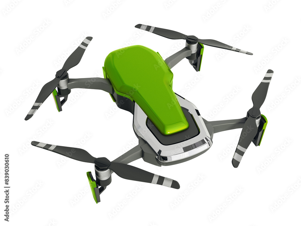 Multi rotor drone and remote control isolated on transparent background. 3D illustration Multi rotor drone and remote control isolated on transparent background. 3D illustration