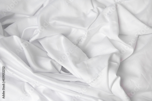 cotton bed linen white color  fabric background satin
