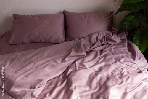 cotton bed linen color dusty rose messy