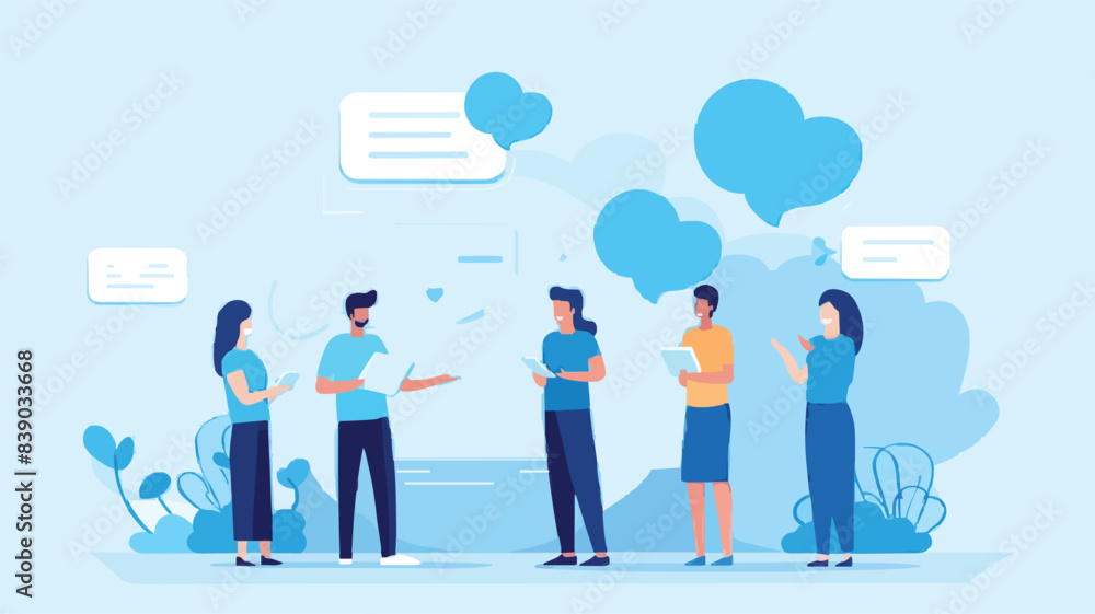 Social feedback, opinion or business advice, employee discussion, debate or customer comment, social media positive and negative feedback, people giving opinion with thumb up, vector illustration Social feedback, opinion or business advice, employee discussion, debate or customer comment, social media positive and negative feedback, people giving opinion with thumb up, vector illustration