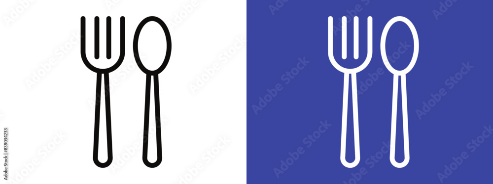 Spoon and Fork Icon logo set vector Spoon and Fork Icon logo set vector