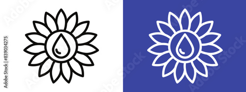 Sunflower oil icon logo set vector