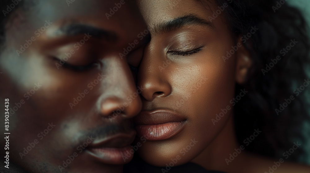 Close-Up Of The Black Couple Sharing A Moment Of Pure Love: Intimate Connection And Tenderness Captured In A Candid Embrace, Highlighting Affection, Devotion, And Emotional Bond Between Partners. Close-Up Of The Black Couple Sharing A Moment Of Pure Love: Intimate Connection And Tenderness Captured In A Candid Embrace, Highlighting Affection, Devotion, And Emotional Bond Between Partners.