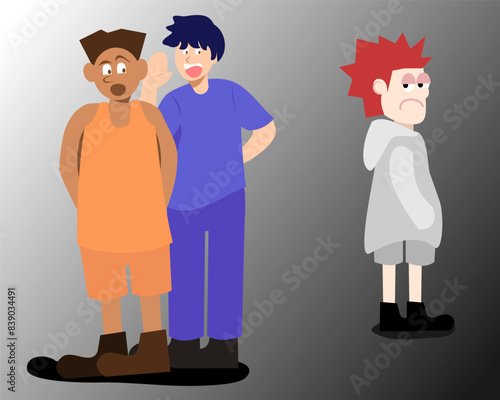 Vector illustration on the concept of gossiping and accusing others, bullying, and toxic people.