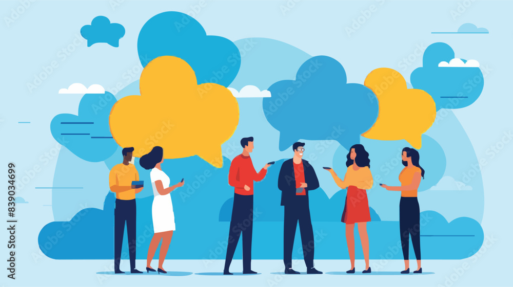 Social feedback, opinion or business advice, employee discussion, debate or customer comment, social media positive and negative feedback, people giving opinion with thumb up, vector illustration Social feedback, opinion or business advice, employee discussion, debate or customer comment, social media positive and negative feedback, people giving opinion with thumb up, vector illustration