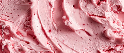 Summer food photography - Close up of strawberry or raspberry ice cream gelato texture, top view