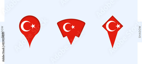 Turkey Map Markers Set. Perfect for projects related to Turkey, travel, geography, and international representation.