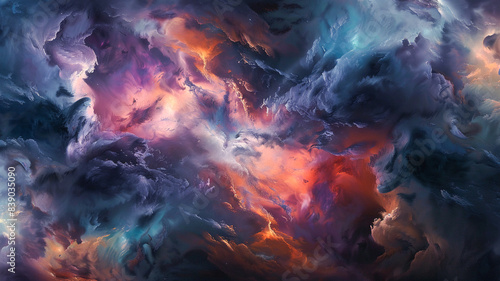Abstract digital art inspired by cosmic wonders  featuring a vibrant palette of nebula hue