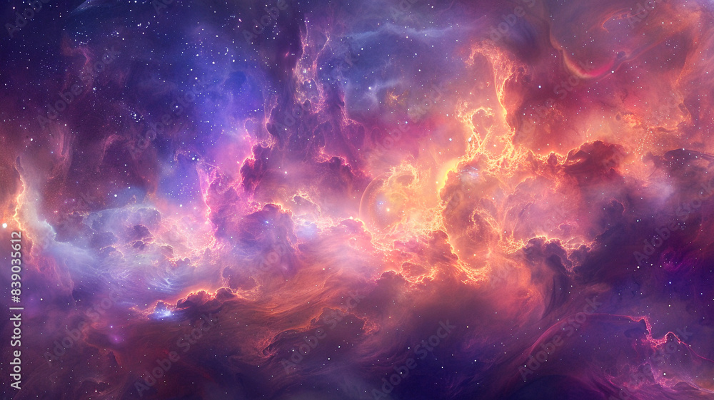 Abstract digital art inspired by cosmic wonders, featuring a vibrant palette of nebula hue Abstract digital art inspired by cosmic wonders, featuring a vibrant palette of nebula hue