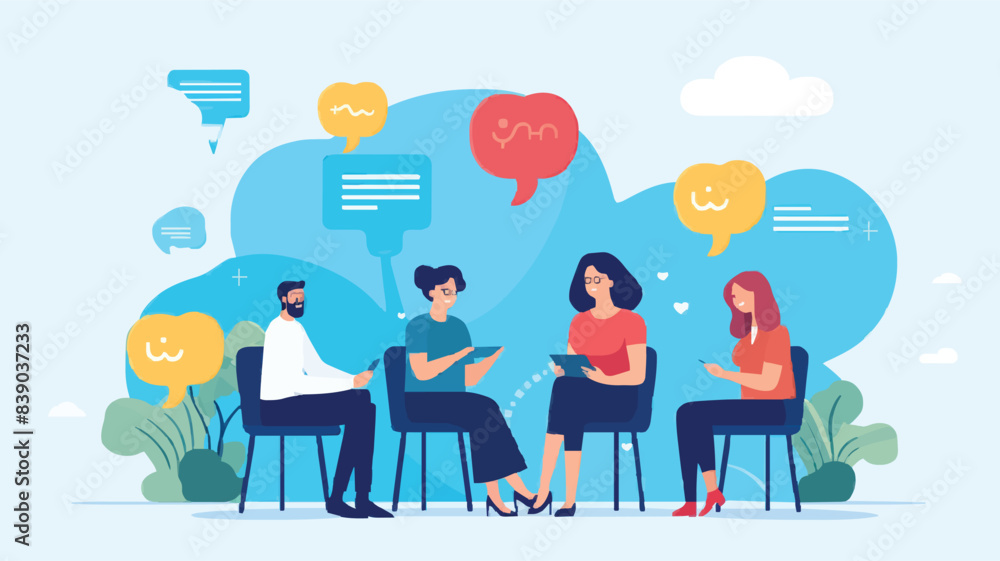 Social feedback, opinion or business advice, employee discussion, debate or customer comment, social media positive and negative feedback, people giving opinion with thumb up, vector illustration Social feedback, opinion or business advice, employee discussion, debate or customer comment, social media positive and negative feedback, people giving opinion with thumb up, vector illustration