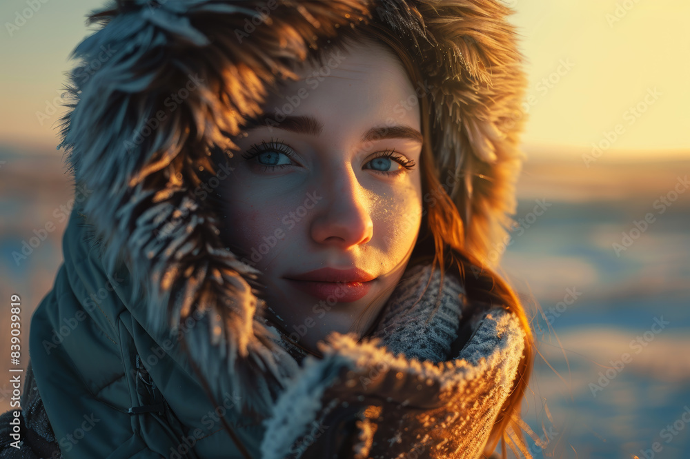 A Fearless Explorer Gazes Into The Winter Sunset.