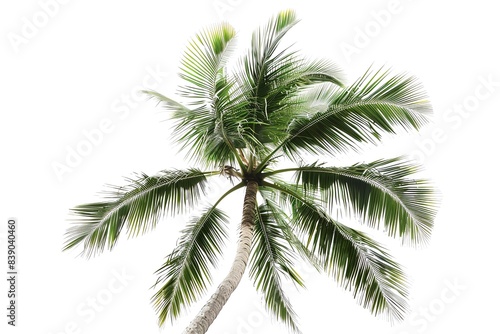 Isolated tropical palm tree with green leaves on a white background  perfect for travel and nature themes in stock photos.