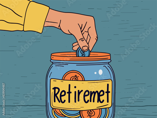Retirement Savings: Planning for a Financially Secure Future Through Diligent Saving Habits Illustrated in an Animated Style