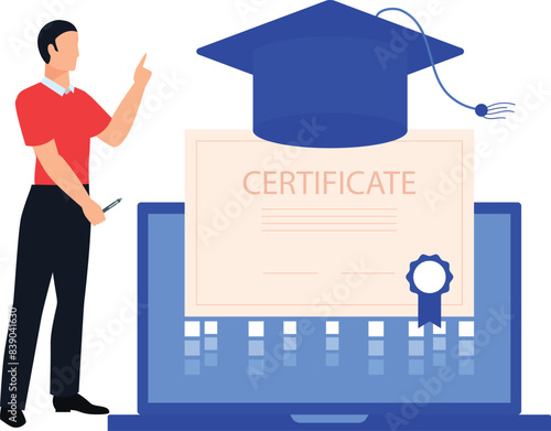 A boy is telling about online bachelor certificate.