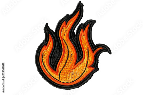 Fire embroidered patch badge on isolated transparent background