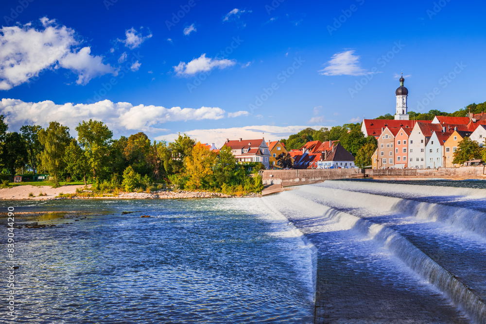 Bavaria. Germany. Travel in Landsberg am Lech - beautiful old town over river Lech.