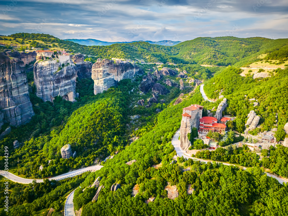 Meteora, Greece. Monastery of Roussanou, world Greek heritage.