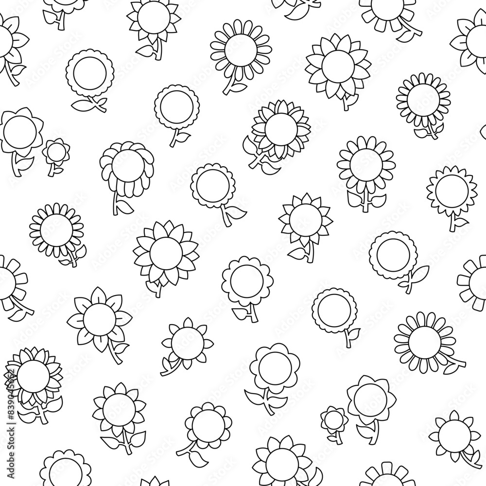 Flower with leaves. Seamless pattern. Coloring Page. Spring time. Hand drawn style. Vector drawing. Design ornaments. Flower with leaves. Seamless pattern. Coloring Page. Spring time. Hand drawn style. Vector drawing. Design ornaments.