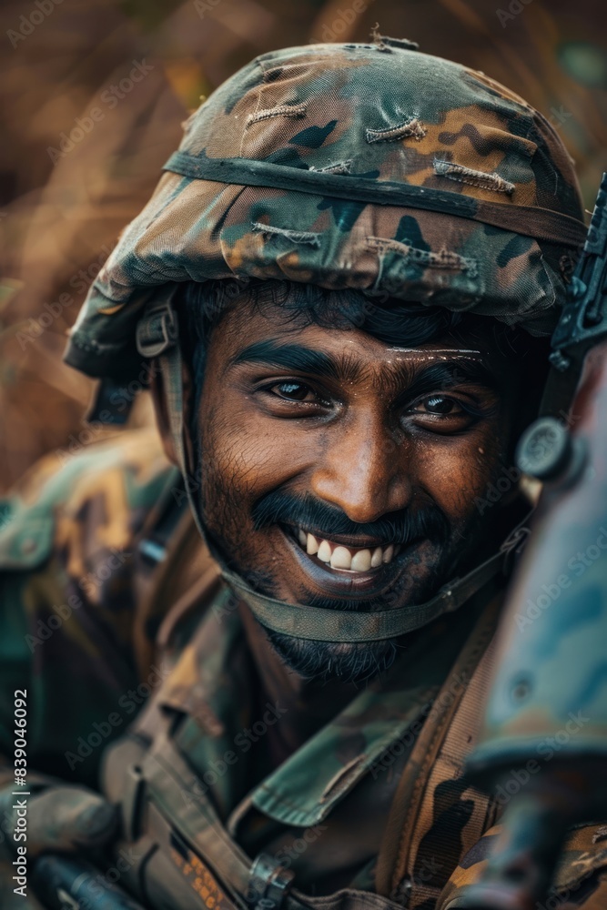 Fototapeta premium Military south asian man clothing soldier apparel.