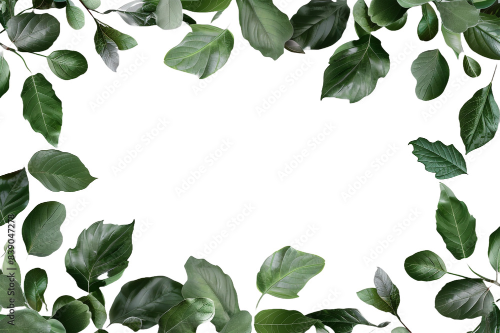 Frame of leaves isolated on transparent background Frame of leaves isolated on transparent background