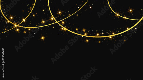 Gold glittering confetti wave and stardust