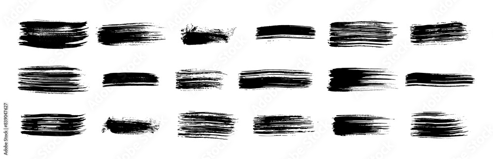 Set of black hand drawn brush strokes Set of black hand drawn brush strokes