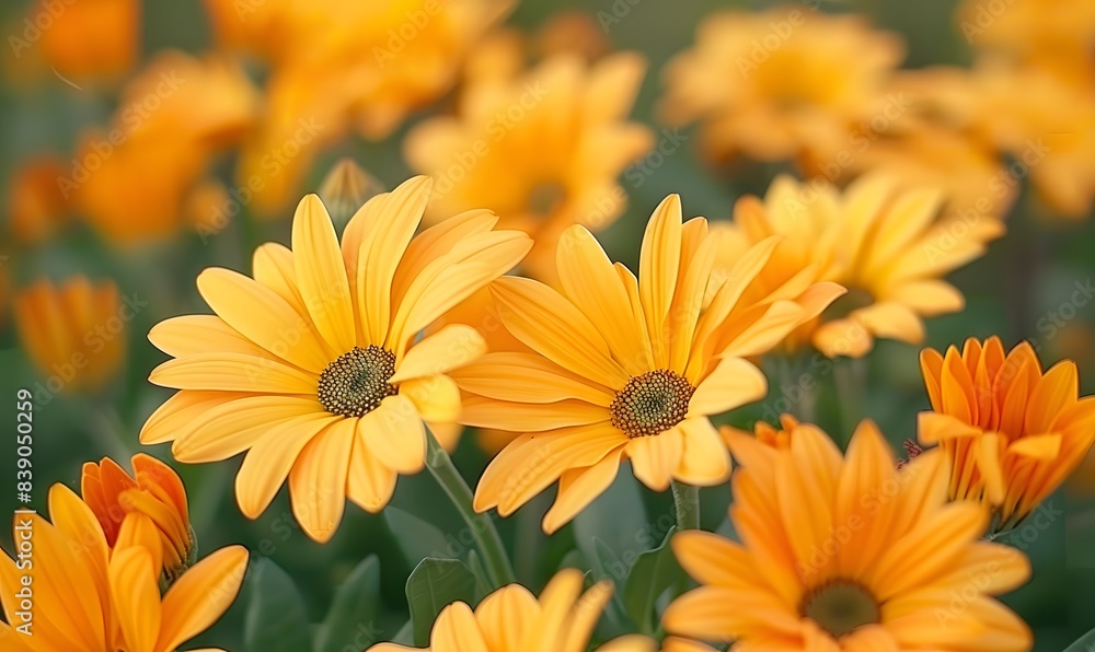  Closeup view of Pretty Orange Daisy Flowers, Generative AI