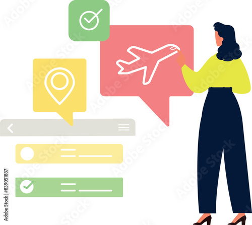 Girl telling about airplane bubble chat.