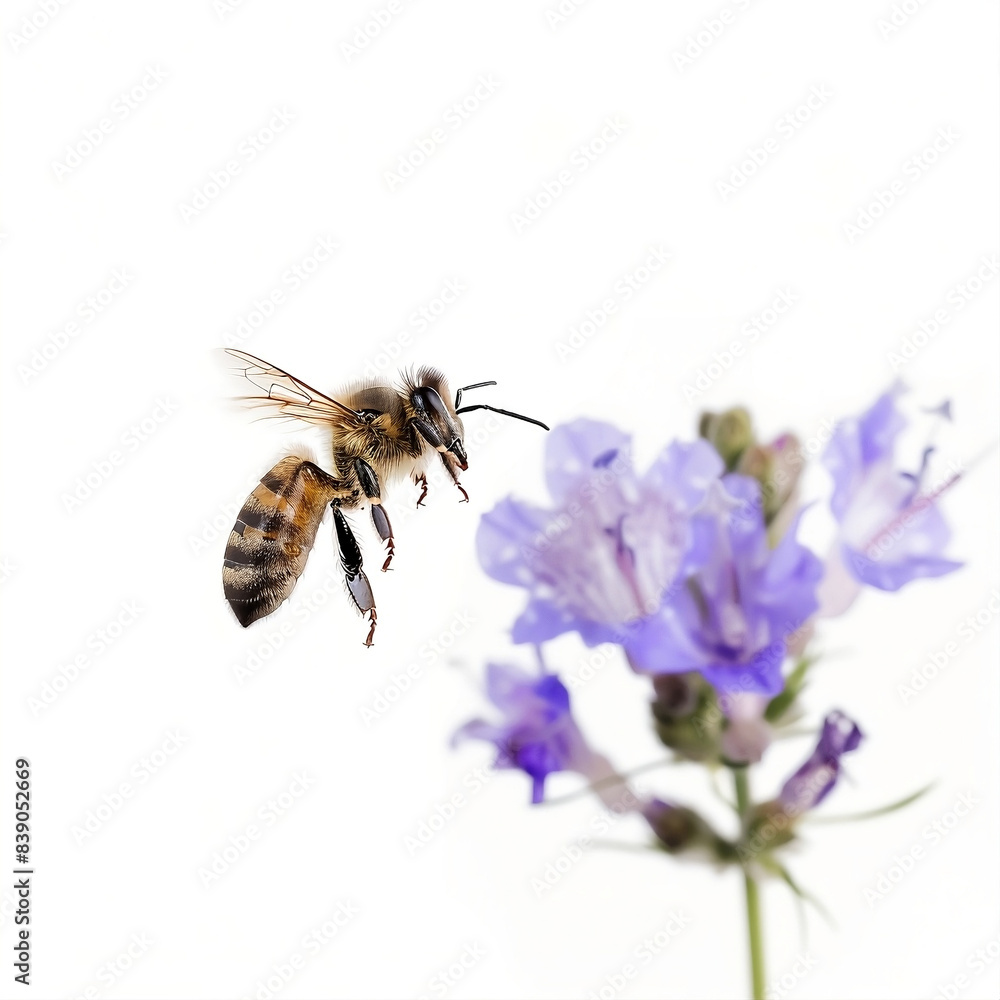 Macro photography of honey and insect bees. A bee at the flower. A honey bee strolling on a transparent background is highlighted against the background of other insects. Macro photography of honey and insect bees. A bee at the flower. A honey bee strolling on a transparent background is highlighted against the background of other insects.